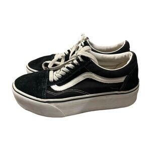 Vans Platform Old Skool Platform Chunky Sneakers - Black & White Size 8